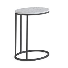 Marmora Oval  Sof/Side Table White Marble & Grey