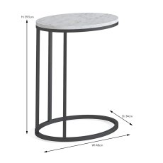 Marmora Oval  Sof/Side Table White Marble & Grey