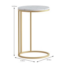 Marmora Round Sofa/Side Table White Marble & Gold