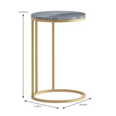Marmora Round Sofa/Side Table Grey Marble & Gold