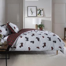 Hattie Reversible Duvet Cover Set White & Tartan (Multiple Sizes)