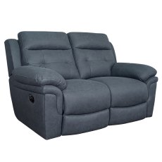 Holstein 2 Seater Manual Reclining Sofa Faux Suede Navy Blue