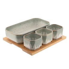 Tivoli 4 Piece Serving Set with Bamboo Board