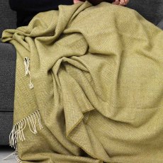 Heritage Spring Green Herringbone Throw 145cm x 200cm Green