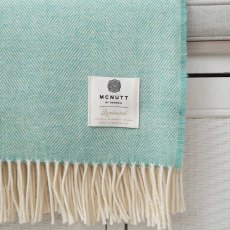Supersoft Spearmint Herringbone Throw 145cm x 200cm Blue