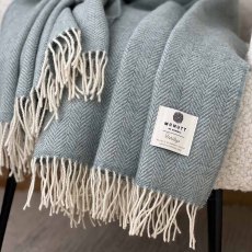 Heritage Seagreen Herringbone Throw 145cm x 200cm Green