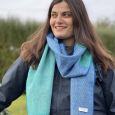 Lambswool Scuba Wave Scarf 30cm x 180cm Blue