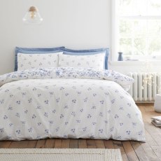 Thea Floral Reversible Duvet Cover Set Blue (Multiple Sizes)