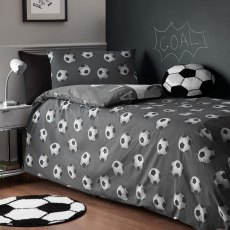 Football Reversible Duvet Cover Set Grey (Multiple Sizes)