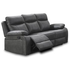 Angelica 3 Seater Manual Reclining Sofa Faux Suede Grey