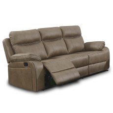 Angelica 3 Seater Manual Reclining Sofa Faux Suede Tan