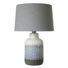 Hallie Table Lamp Grey, Blue & White Base With Grey Linen Shade Hallie Table Lamp Grey, Blue & White Base With Grey Linen Shade