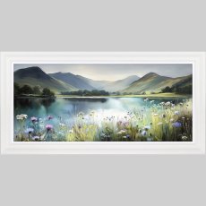 Lakeland Dawn 111cm x 56cm Picture By Simon Hartley White Frame