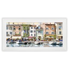 Harbour Café 111cm x 56cm Picture By The Macneil Studio White Frame Harbour Café 111cm x 56cm Picture By The Macneil Studio White Frame