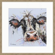 Curious Cow 42cm x 42cm Picture By Ashley Saunders Wooden Frame