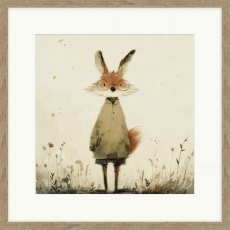 Stick Leg Fox 42cm x 42cm Picture By Lucy Hart Wooden Frame