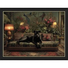 Lounging Panther 110cm x 84cm Picture By Regal Retreats Black Frame