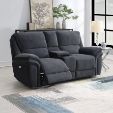 Serfaus 2 Seater Electric Reclining Sofa With Console & USB Charger Fabric Ink Blue
