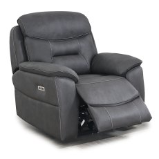 Cordon Electric Reclining Armchair With USB Charger Faux Leather Dark Grey