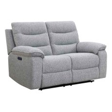 Anton 2 Seater Electric Reclining Sofa Fabric Silver