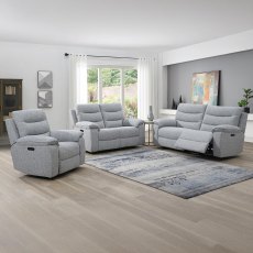 Anton 2 Seater Electric Reclining Sofa Fabric Silver