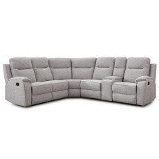 Salzburg Manual Reclining 4 + Corner Unit With Console Fabric Light Grey