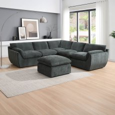 Darren Footstool Fabric Forest Night