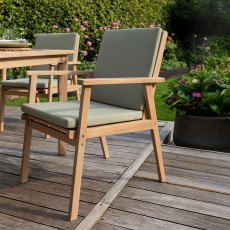 Hampton 6 Person Acacia Oudoor Rectangular Dining Table & Chair Set With Sage Cushions