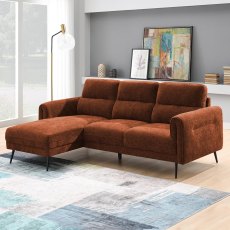 Valentia 3.5 Seater Sofa With Chaise RHF Fabric Terracotta