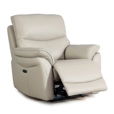 Tirso Electric Reclining Armchair Leather Pale/Light Grey