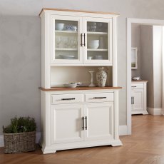 Belgrave 4 Door + 2 Drawer Glazed Dresser Ivory & Oak Belgrave 4 Door + 2 Drawer Glazed Dresser Ivory & Oak