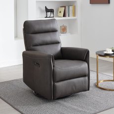 Texan Electric Reclining Swivel Rocker Faux Leather Grey