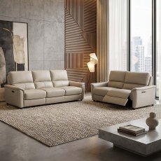 Ladina Electric Reclining 3 Seater Sofa With Adjustable Lumbar & Headrest Fabric