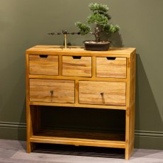 Bay 5 Drawer Console Table Teak