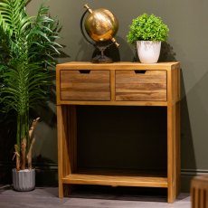 Bay 2 Drawer Console Table Teak (Multiple Sizes)