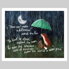 Artko Kindness 32cm x 26cm Picture By Fox Under Moon Series White Frame