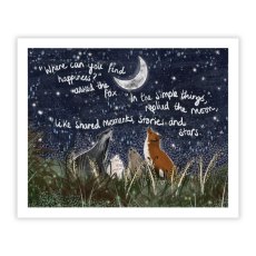 Artko Simple Things 32cm x 26cm Picture By Fox Under Moon Series White Frame