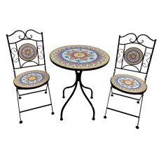 Valencia 2 Person Iron & Mosaic Outdoor Bistro Set
