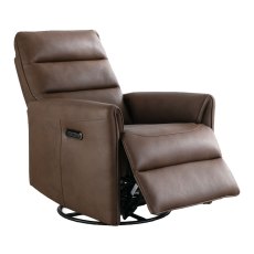 Texan Electric Reclining Swivel Rocker Faux Leather Chestnut