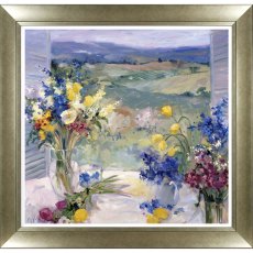 Tuscany Floral I 63cm x 63cm Picture By Allayn Stevens Champagne Frame