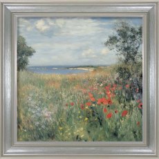 Poppy Field By the Sea I 65cm x 65cm Picture By Elara Yasha Silver Frame Poppy Field By the Sea I 65cm x 65cm Picture By Elara Yasha Silver Frame
