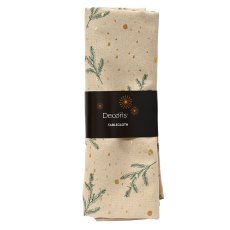 Table Cloth With Leaf Print Natural 250cm Table Cloth With Leaf Print Natural 250cm