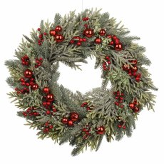 Wreath With Red Baubles 60cm Wreath With Red Baubles 60cm