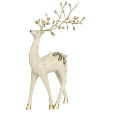 Standing Polyresin Deer With Antlers White 13cm Standing Polyresin Deer With Antlers White 13cm