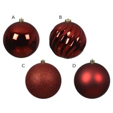 Baubles In Tube Christmas Red 14cm (Set Of 4) Baubles In Tube Christmas Red 14cm (Set Of 4)