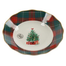 Soup Bowl With Christmas Tree & Tartan Edge Soup Bowl With Christmas Tree & Tartan Edge