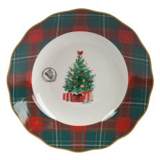 Soup Bowl With Christmas Tree & Tartan Edge Soup Bowl With Christmas Tree & Tartan Edge