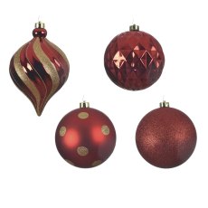 Baubles In Tube Red & Gold 15cm (Set Of 6) Baubles In Tube Red & Gold 15cm (Set Of 6)