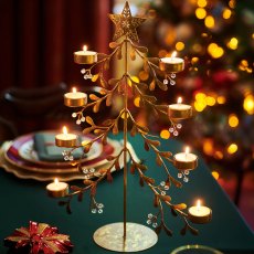 Tree Shaped Tealight Holder Gold 44cm Tree Shaped Tealight Holder Gold 44cm