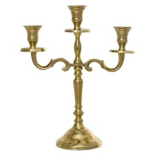 Candleholder With 3 Arms Gold 30cm Candleholder With 3 Arms Gold 30cm